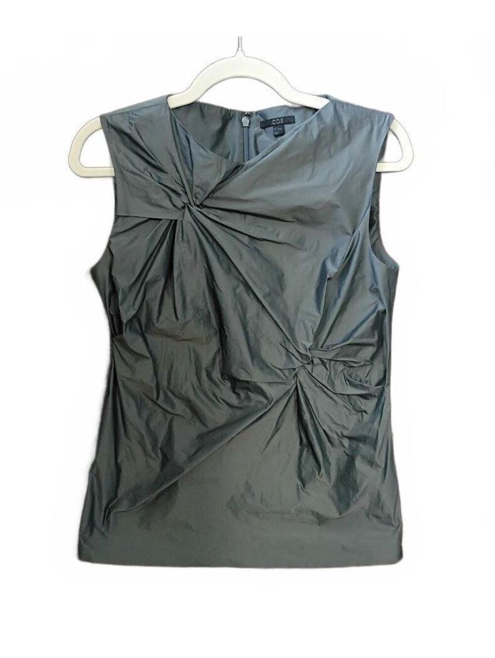COS Sleeveless Gray Top with Gathered Detail, US Size 6